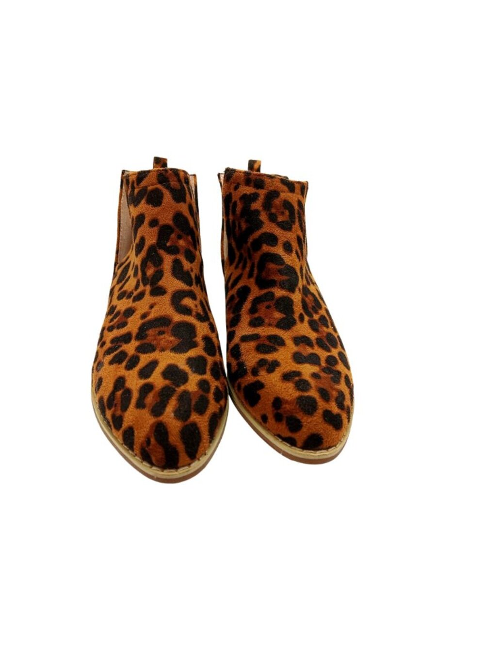 ARIDER GIRL Leopard Ankle Boots Cutout Sides Size 7.5 Block Heel Faux Suede Pony - Picture 2 of 9